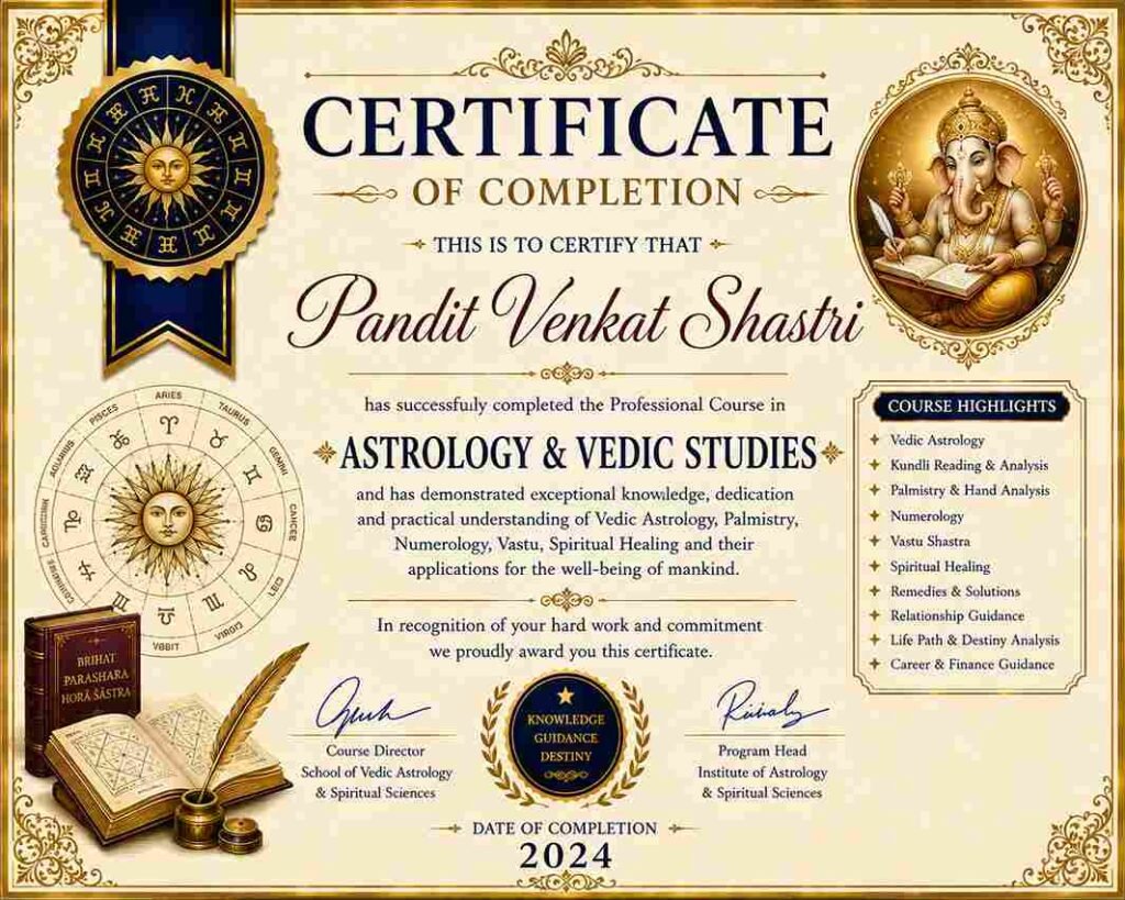 Pandit Venkat Shastri – Astrology & Vedic Studies Certification